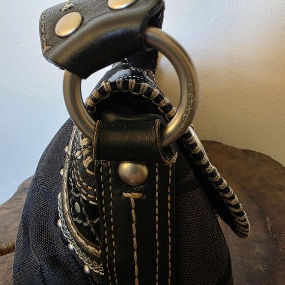 Coach 10484 Y2K Soho Black Signature Jacquard & Leather Studded Buckle Shoulder - Picture 10 of 16